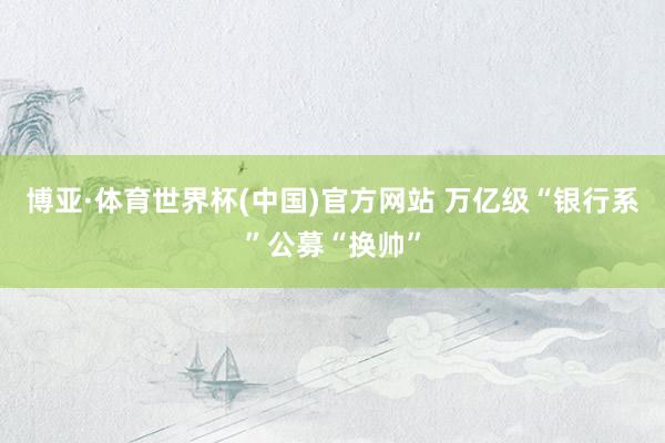 博亚·体育世界杯(中国)官方网站 万亿级“银行系”公募“换帅”