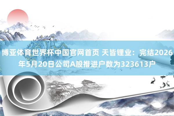 博亚体育世界杯中国官网首页 天皆锂业:完结2026年5月20日公司A股推进户数为323613户