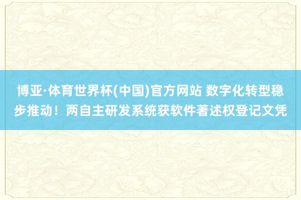 博亚·体育世界杯(中国)官方网站 数字化转型稳步推动!两自主研发系统获软件著述权登记文凭