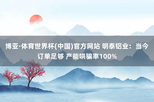 博亚·体育世界杯(中国)官方网站 明泰铝业:当今订单足够 产能哄骗率100%