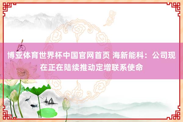 博亚体育世界杯中国官网首页 海新能科:公司现在正在陆续推动定增联系使命