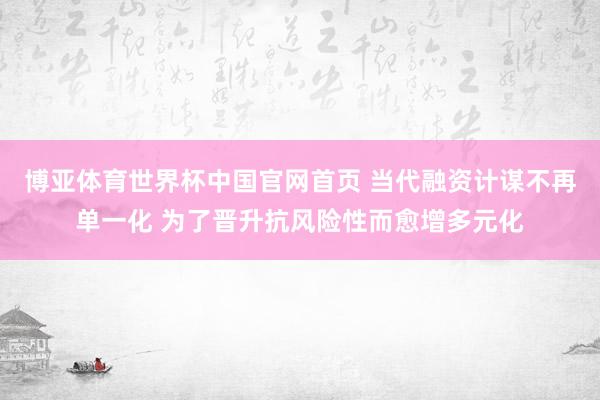 博亚体育世界杯中国官网首页 当代融资计谋不再单一化 为了晋升抗风险性而愈增多元化