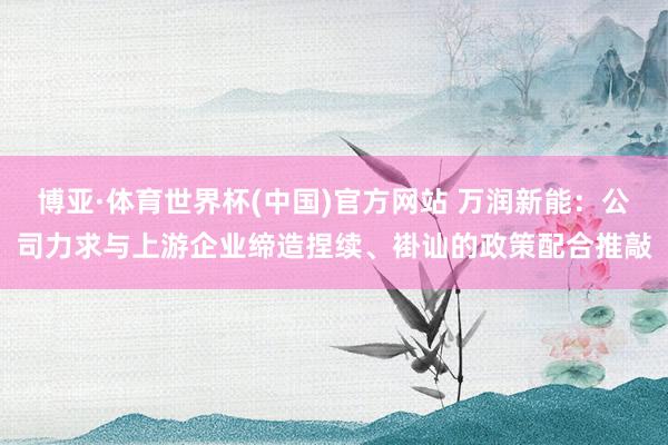 博亚·体育世界杯(中国)官方网站 万润新能:公司力求与上游企业缔造捏续、褂讪的政策配合推敲