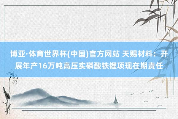 博亚·体育世界杯(中国)官方网站 天赐材料:开展年产16万吨高压实磷酸铁锂项现在期责任