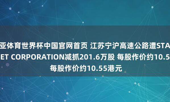 博亚体育世界杯中国官网首页 江苏宁沪高速公路遭STATE STREET CORPORATION减抓201.6万股 每股作价约10.55港元