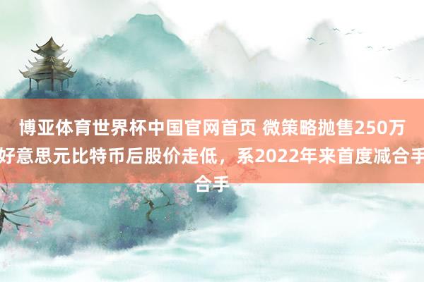 博亚体育世界杯中国官网首页 微策略抛售250万好意思元比特币后股价走低,系2022年来首度减合手