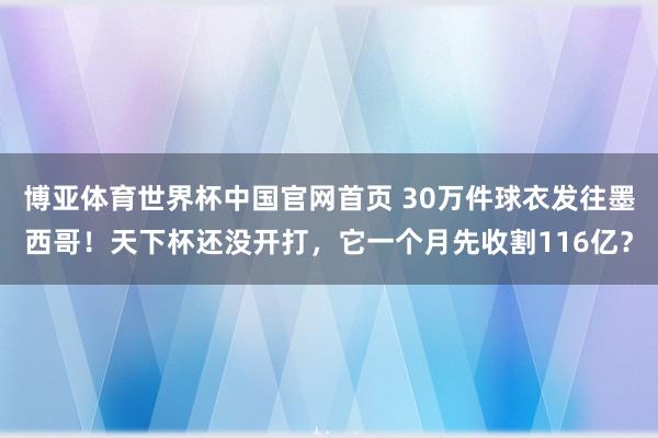 博亚体育世界杯中国官网首页 30万件球衣发往墨西哥!天下杯还没开打,它一个月先收割116亿?