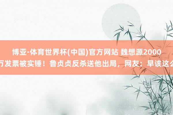 博亚·体育世界杯(中国)官方网站 魏想源2000万发票被实锤!鲁贞贞反杀送他出局,网友:早该这么
