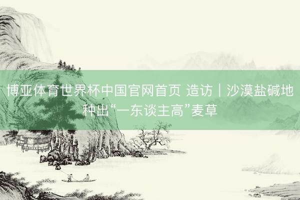 博亚体育世界杯中国官网首页 造访｜沙漠盐碱地种出“一东谈主高”麦草