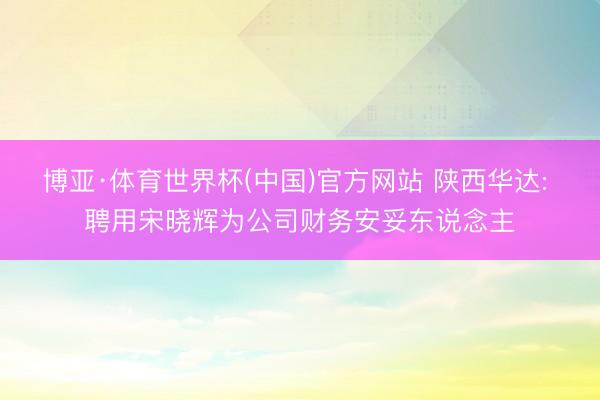 博亚·体育世界杯(中国)官方网站 陕西华达: 聘用宋晓辉为公司财务安妥东说念主