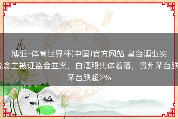 博亚·体育世界杯(中国)官方网站 皇台酒业实控东说念主被证监会立案,白酒股集体着落,贵州茅台跌超2%